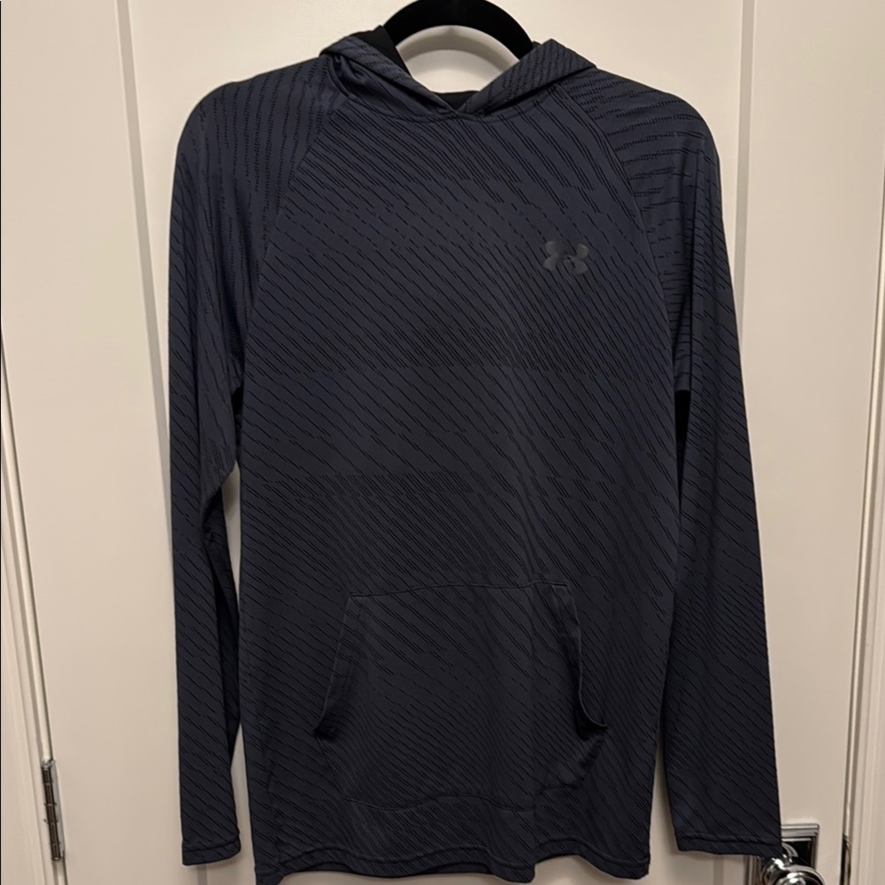 Under Armour Black/ Dark Gray Hooded Long Sleeve Shirt, Size S